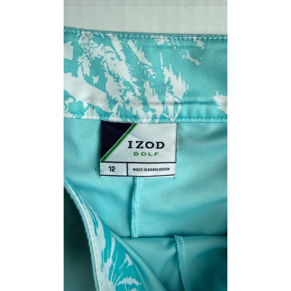IZOD Golf Womens Turquoise Teal Pleated Skort Size 12 Palm Print Athletic Skirt - Picture 2 of 7